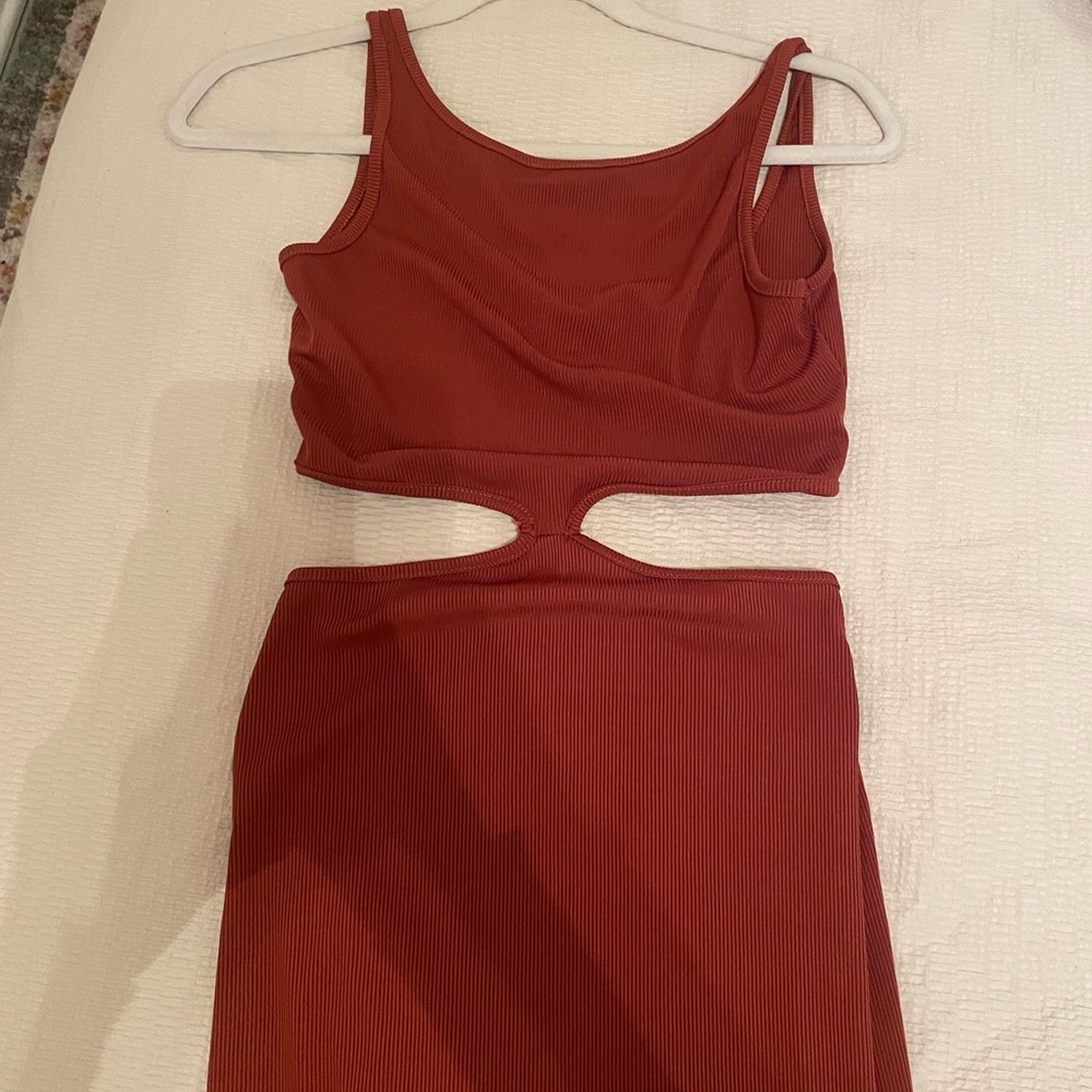 Hello Molly Rust Ribbed Dress - Picture 2 of 4